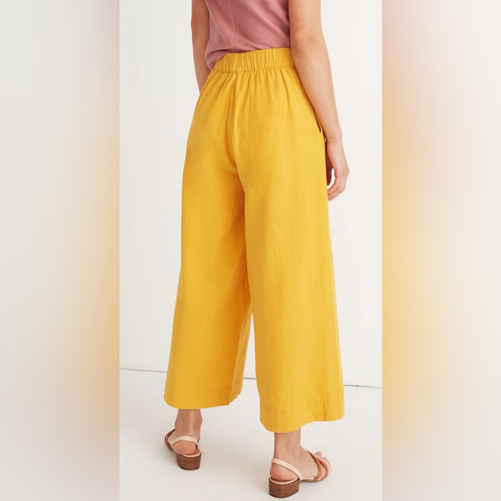 Madewell Huston wide leg linen pull-on crop pants, medium tall, yellow